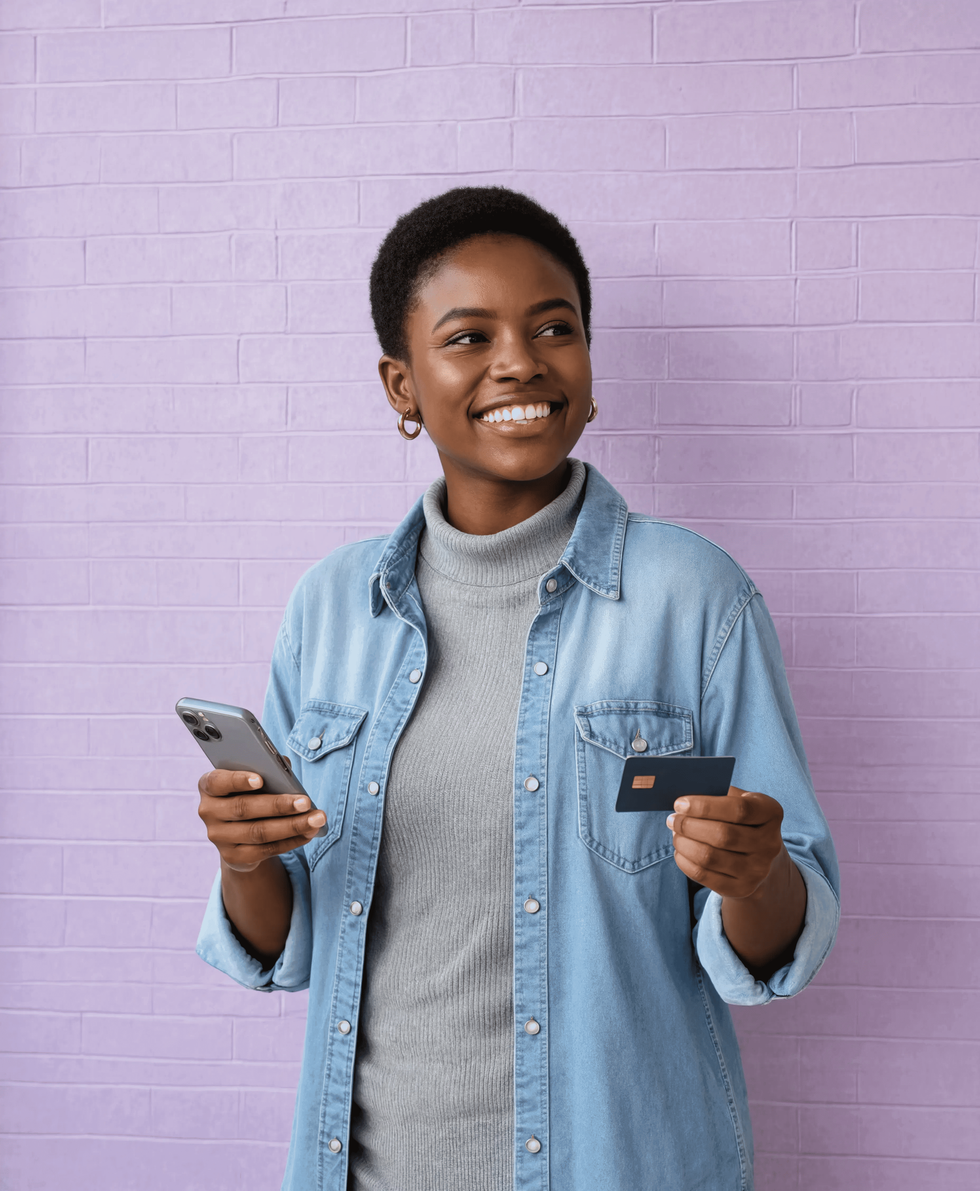 Venditrice Dropstore che gestisce i pagamenti dal telefono